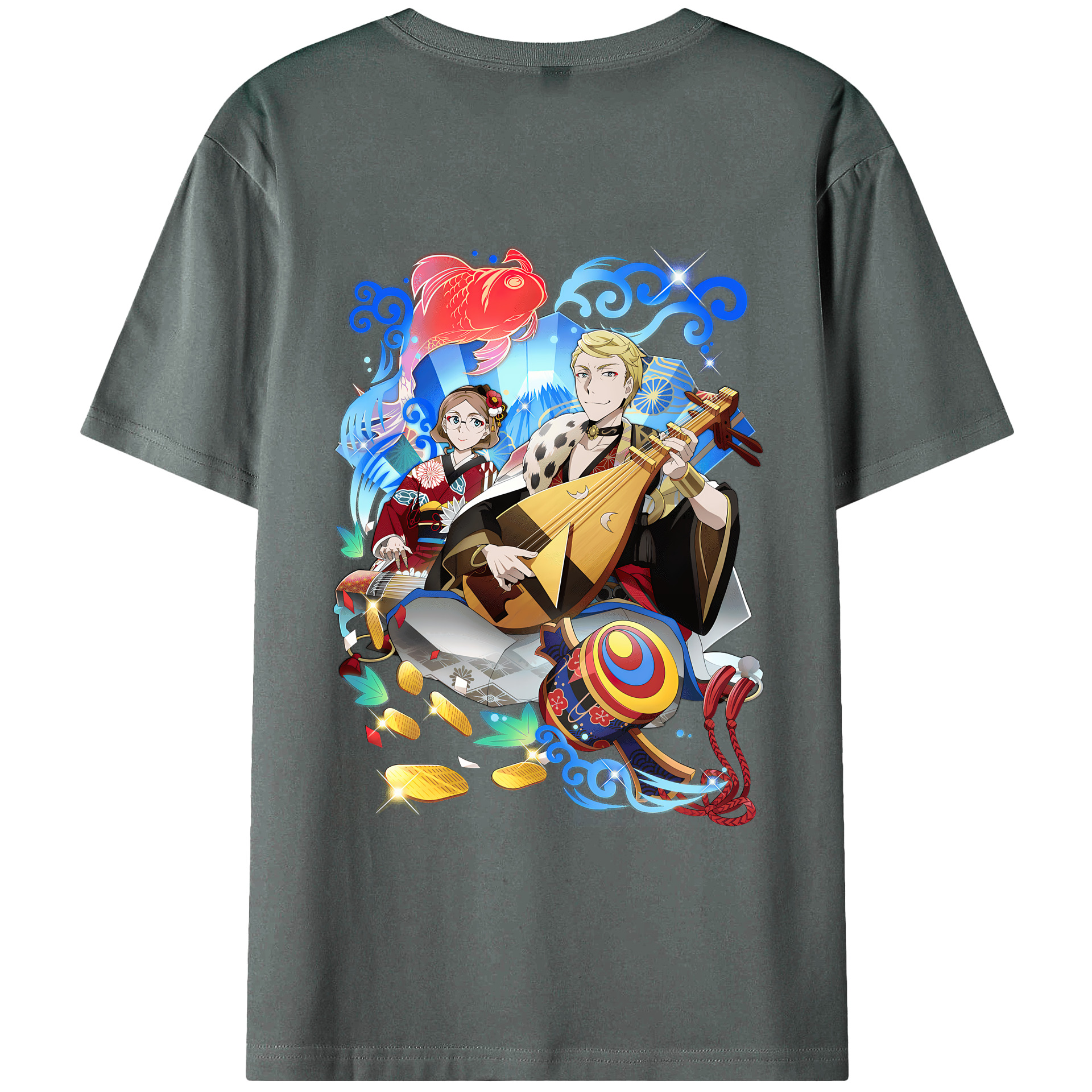 （画像用） 文豪ストレイドッグス Bungo Stray Dogs 綿100％ メンズ半袖Tシャツ（バックプリント） 通気性